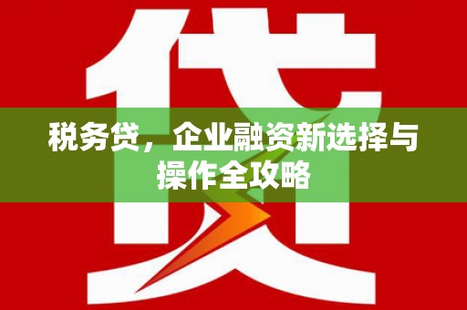 安庆税务贷，企业融资新选择与操作全攻略