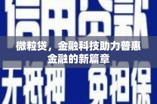 安庆微粒贷，金融科技助力普惠金融的新篇章