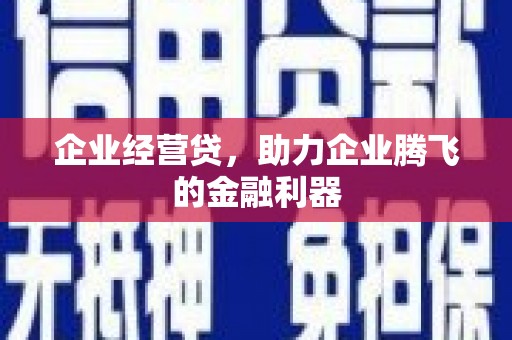 安庆企业经营贷，助力企业腾飞的金融利器
